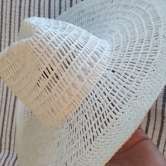 Anthropologie Wyeth Open Weave Rancher White Woven Vacation Sun Hat One Size - Picture 3 of 7